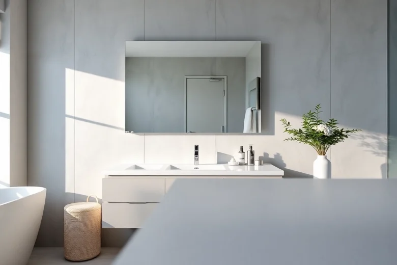 Der elegante sonni Spiegelschrank bietet modernen Stauraum im Badezimmer mit LED-Beleuchtung.