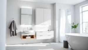 Benutzen Sie den eleganten sonni Spiegelschrank für stilvollen Stauraum und modernes Design im Bad.