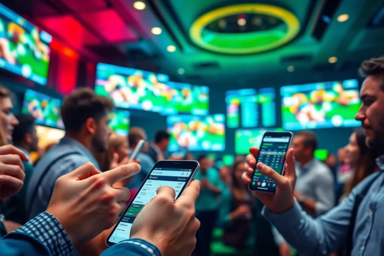 Engaged bettors enjoying the best sports betting sites Brazil in a vibrant sports bar setting.