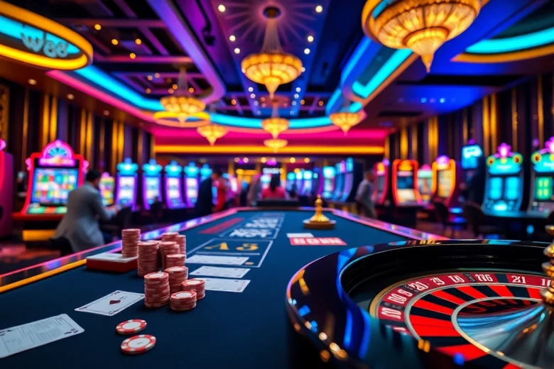 Experience the vibrant world of online gambling with the W88 link, featuring an exciting casino atmosphere filled with action.