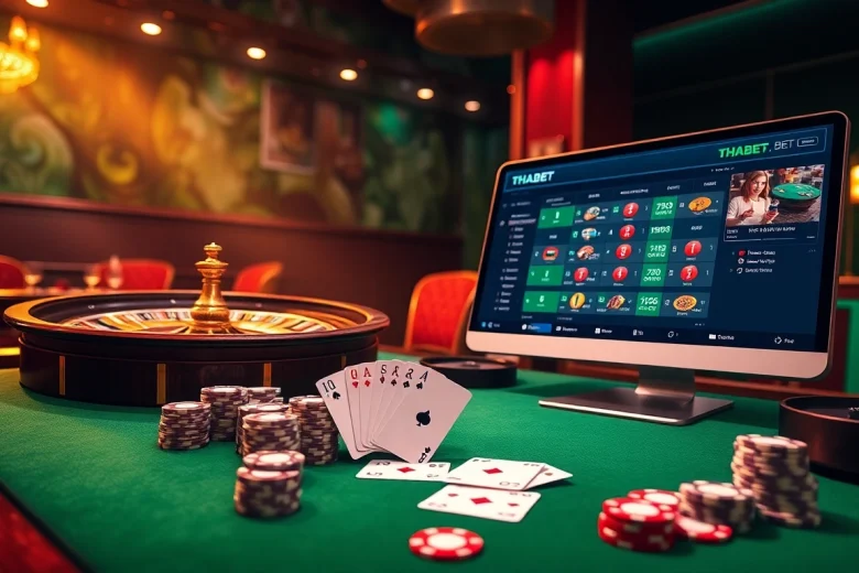 Players engaging in thrilling games at THABET online casino with vibrant decorations and luxury elements.