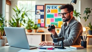 Vue showing how to get paid for content creation fast through a vibrant studio setup with digital tools.