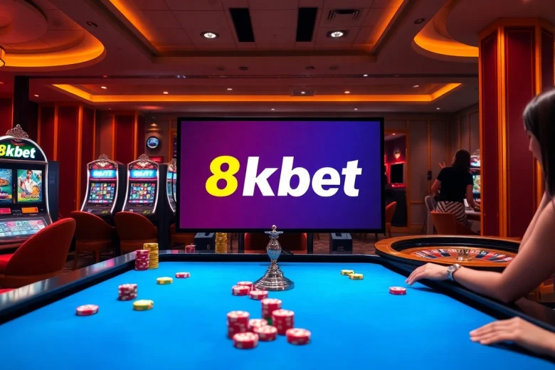 Gamblers enjoying their experience with 8kbet link at a vibrant online casino.