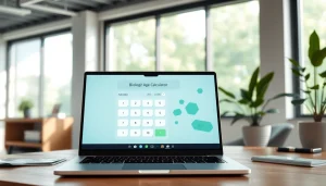 Engaging biological age calculator displayed in a bright health clinic.