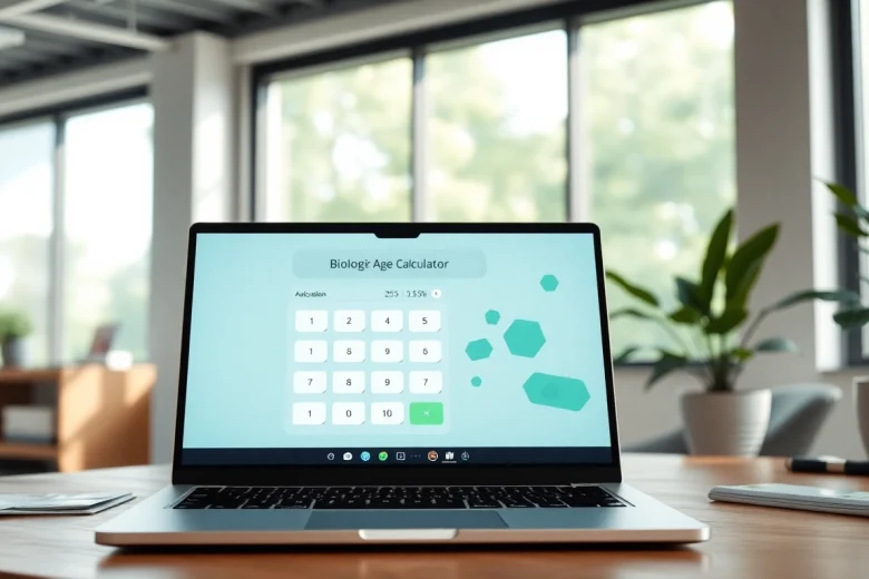 Engaging biological age calculator displayed in a bright health clinic.