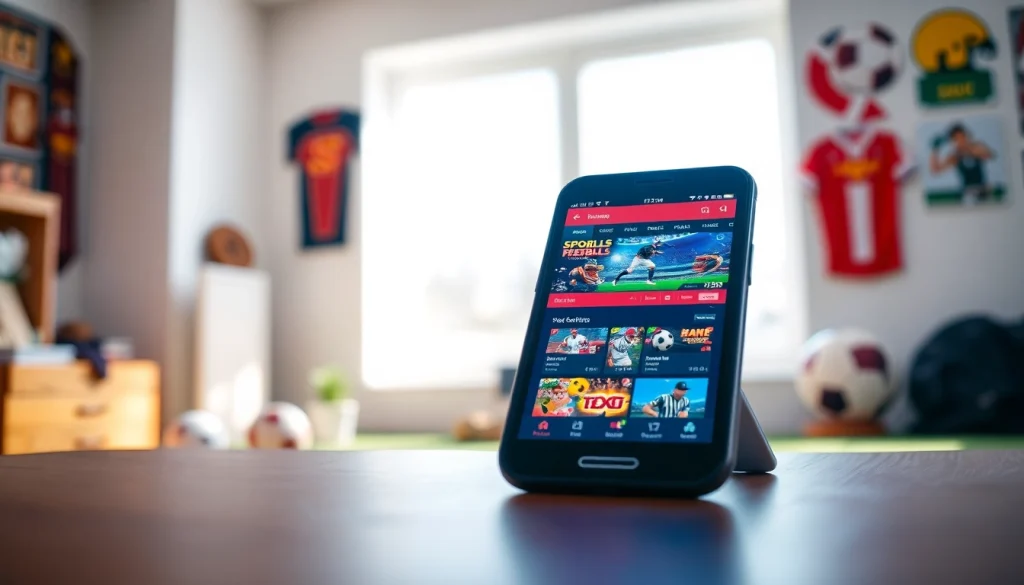 Engaging view of online sportsbooks California app interface on a mobile device highlighting vibrant graphics.