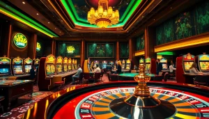 Experience the thrill of 555win with a vibrant casino scene filled with action and excitement.