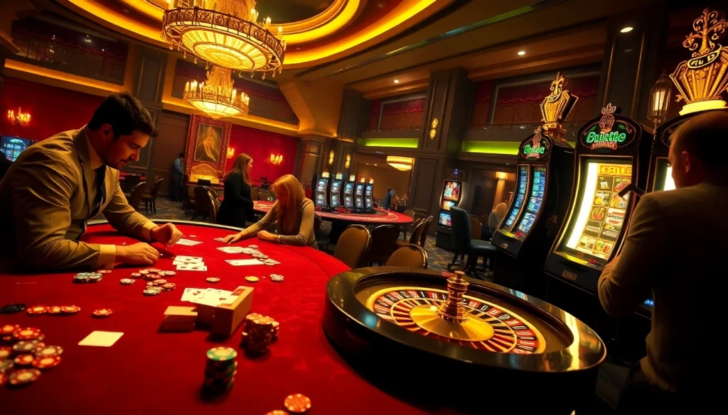 Engaging casino scene illustrating is hidden wiki illegal concerns with poker and roulette.