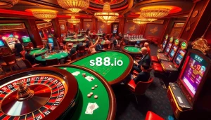 Players enjoying a luxurious casino experience, with s88a.io's attractive online interface visible.