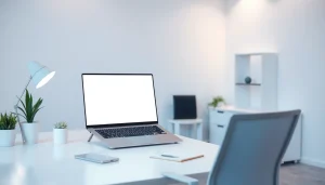 Bright white full screen display in a modern office setting for enhanced focus.
