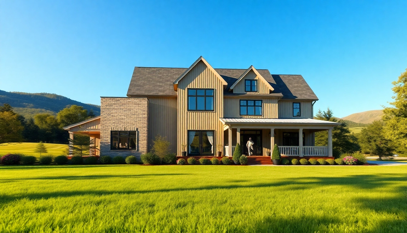 Canton Farmhouse showcasing modern architecture with large windows amidst greenery.